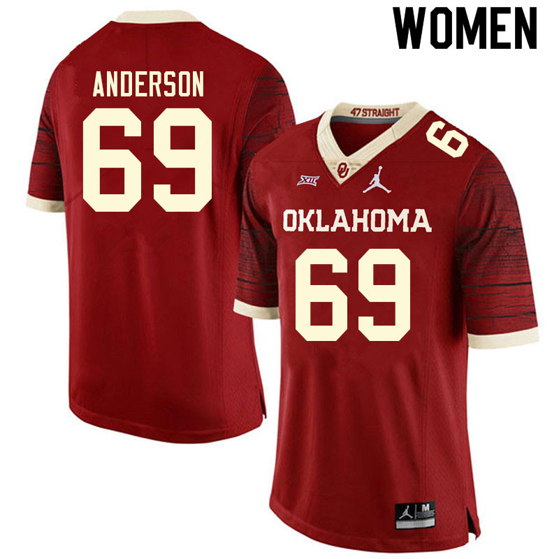 Women #69 Nate Anderson Oklahoma Sooners College Football Jerseys Sale-Retro - Click Image to Close